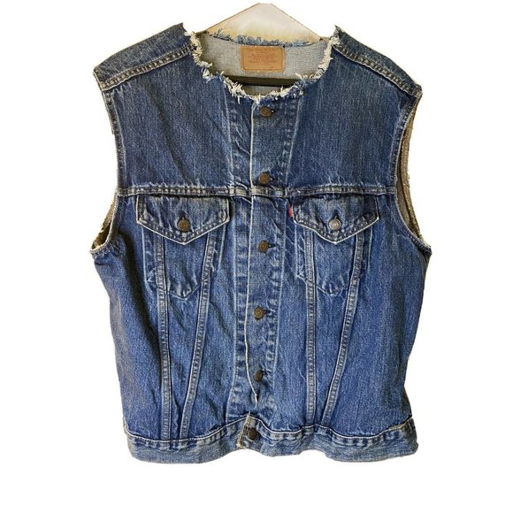 Vintage Unisex Levis Blue Denim Trucker Jacket Cut